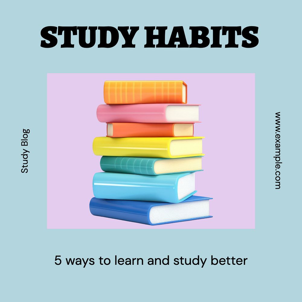 Study habits Instagram post template, editable text