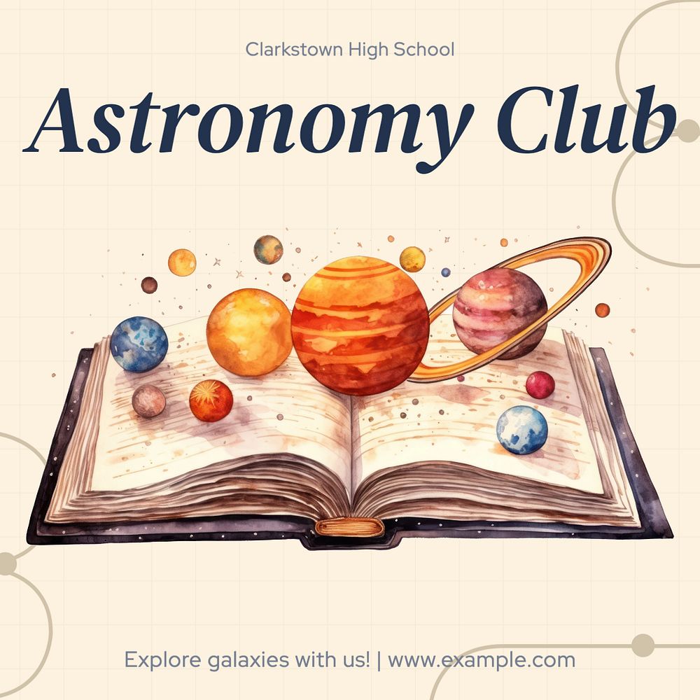 Astronomy club Instagram post template, editable text