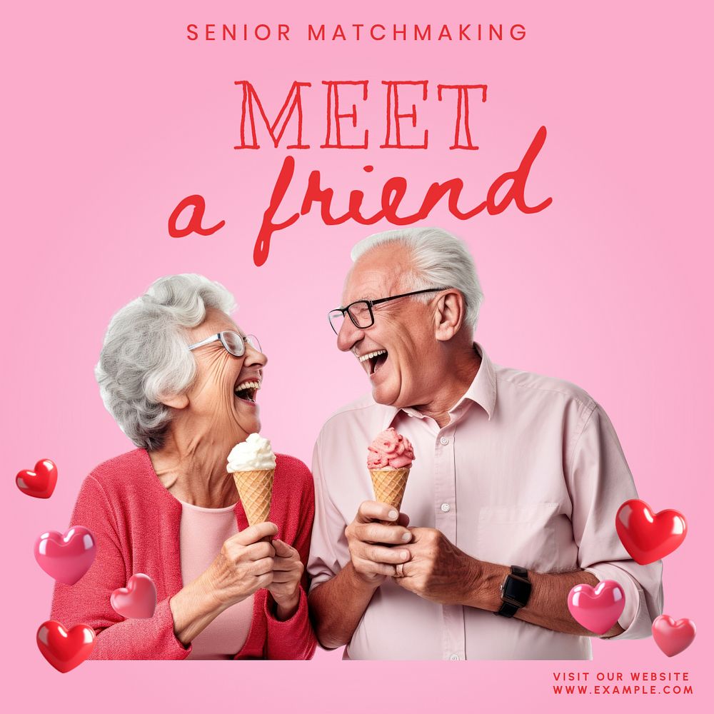 Senior dating Instagram post template, editable text