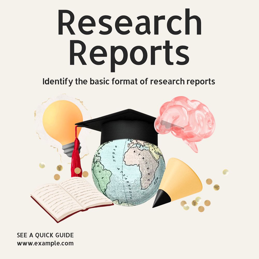 Research reports Instagram post template, editable text