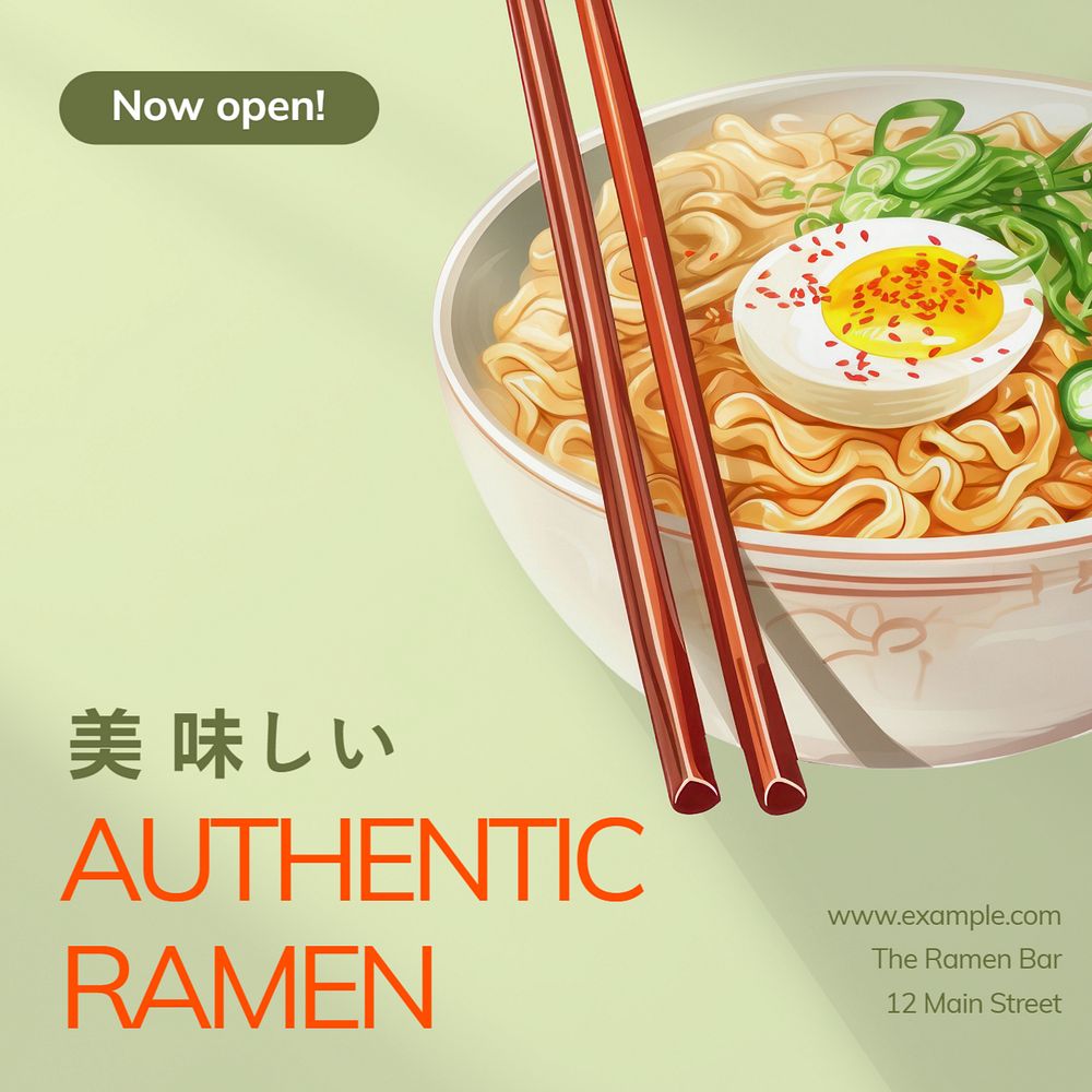 Japanese restaurant Instagram post template, editable text