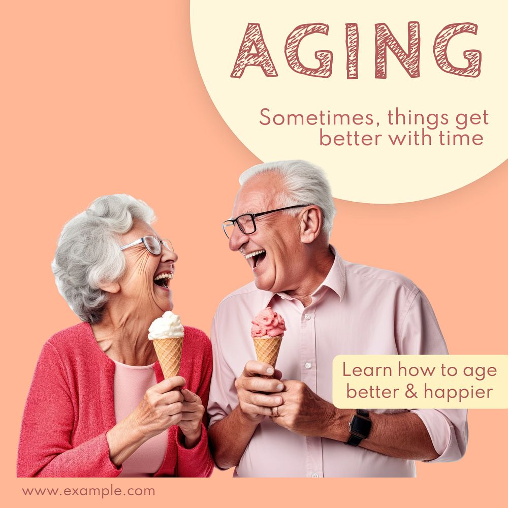 Aging Instagram post template, editable text