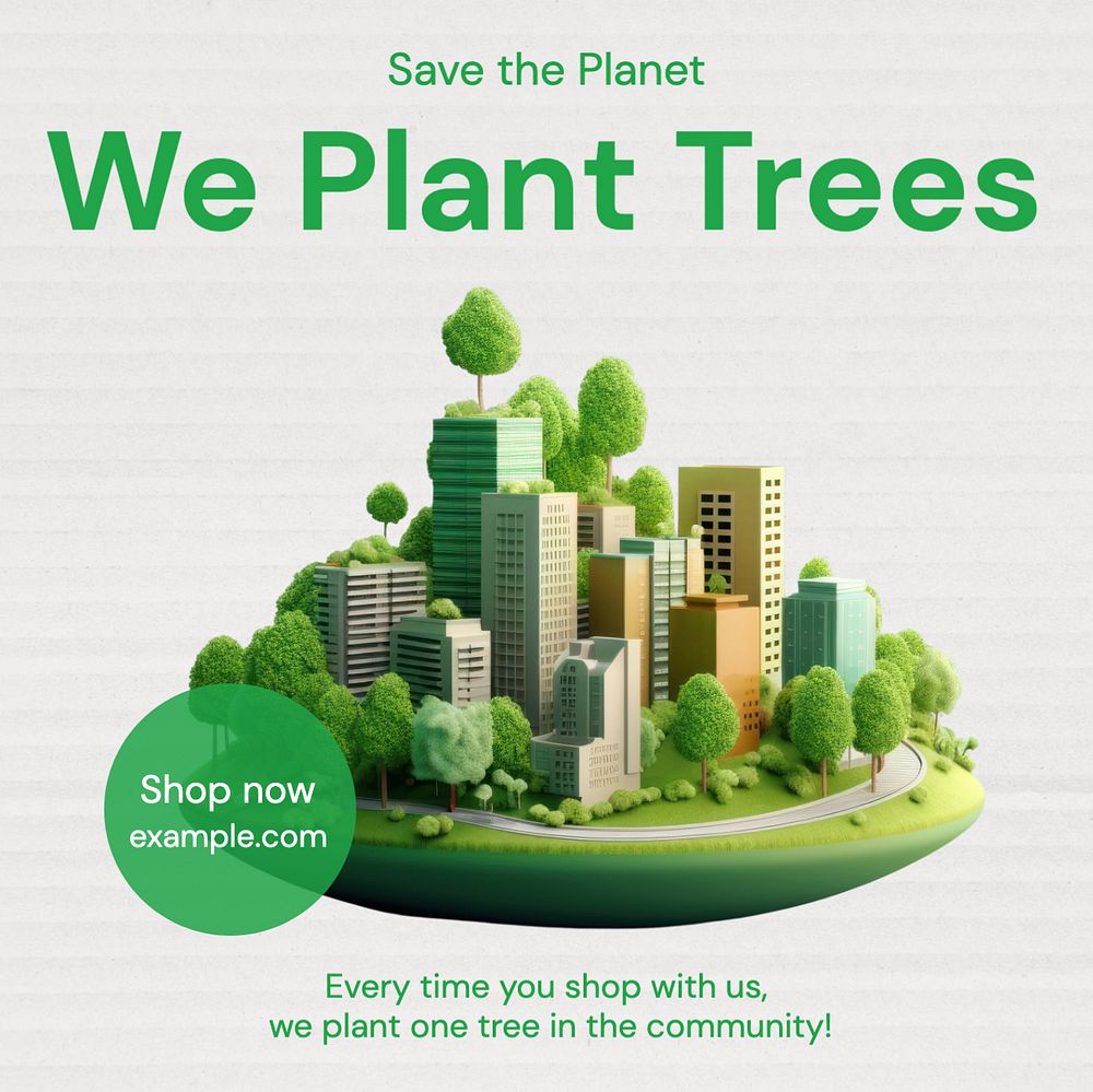 Plant a tree Instagram post template, editable text