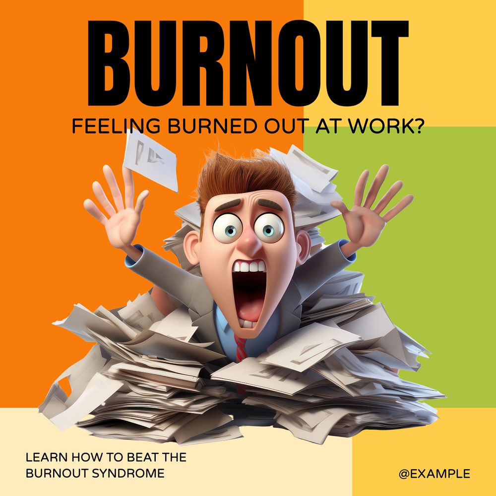 Burnout & stress Instagram post template, editable text