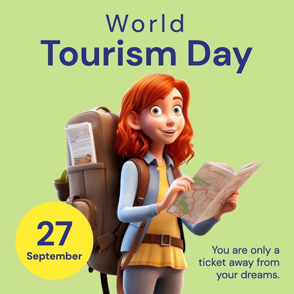 World tourism day Instagram post template, editable text