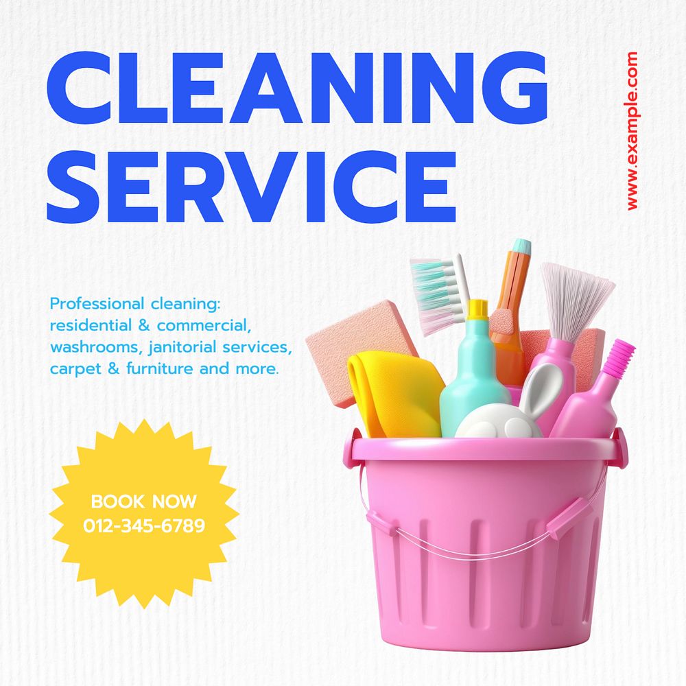 Cleaning service Instagram post template, editable text