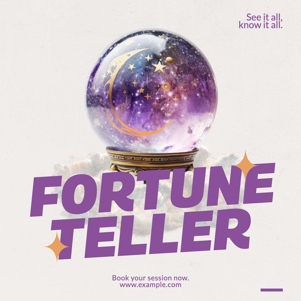 Fortune teller Instagram post template, editable text