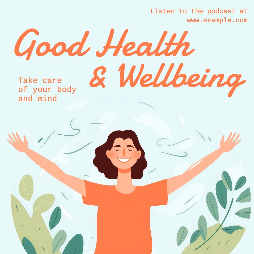 Health & wellbeing Instagram post template, editable text