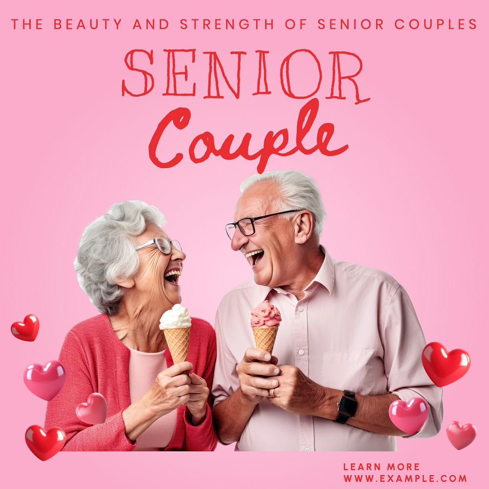 Senior couple Instagram post template, editable text