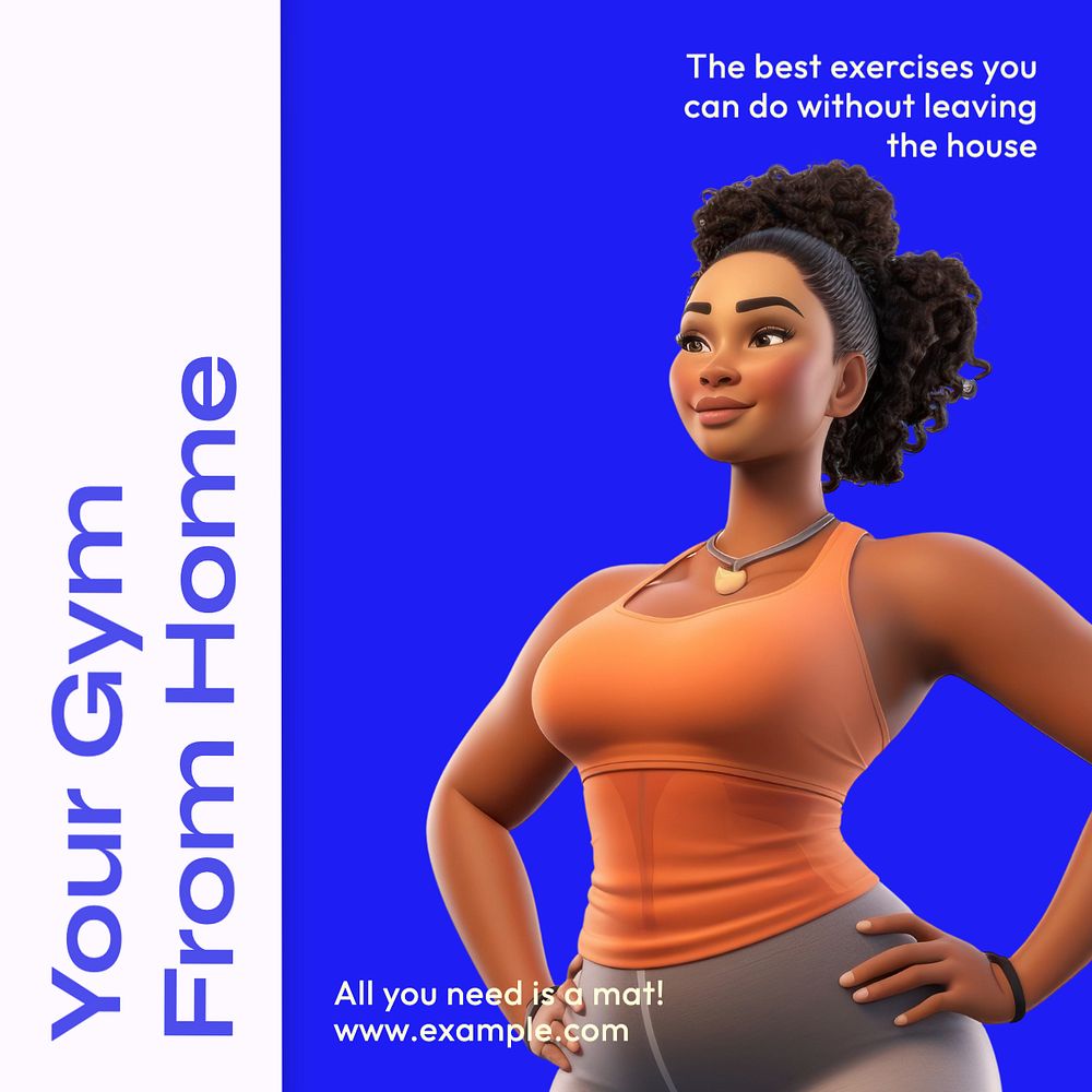 Home gym Instagram post template, editable text