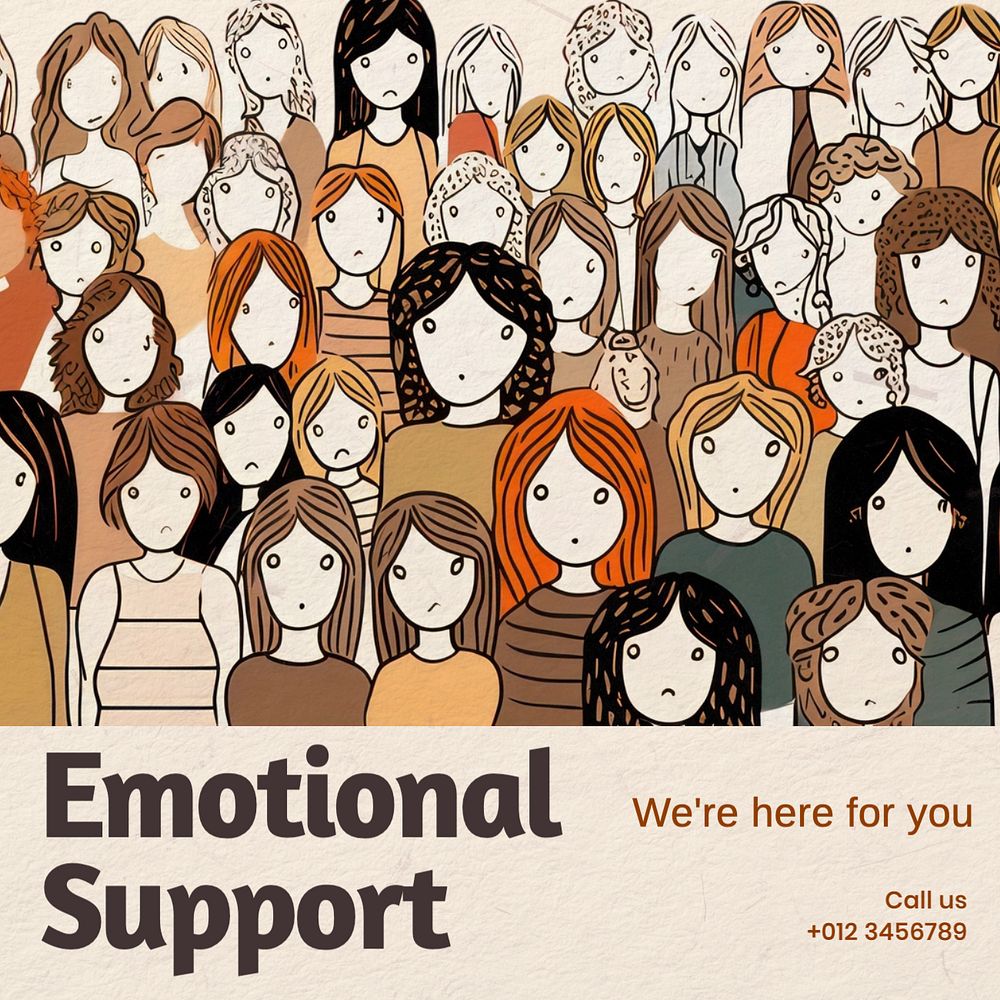 Emotional support Instagram post template, editable text