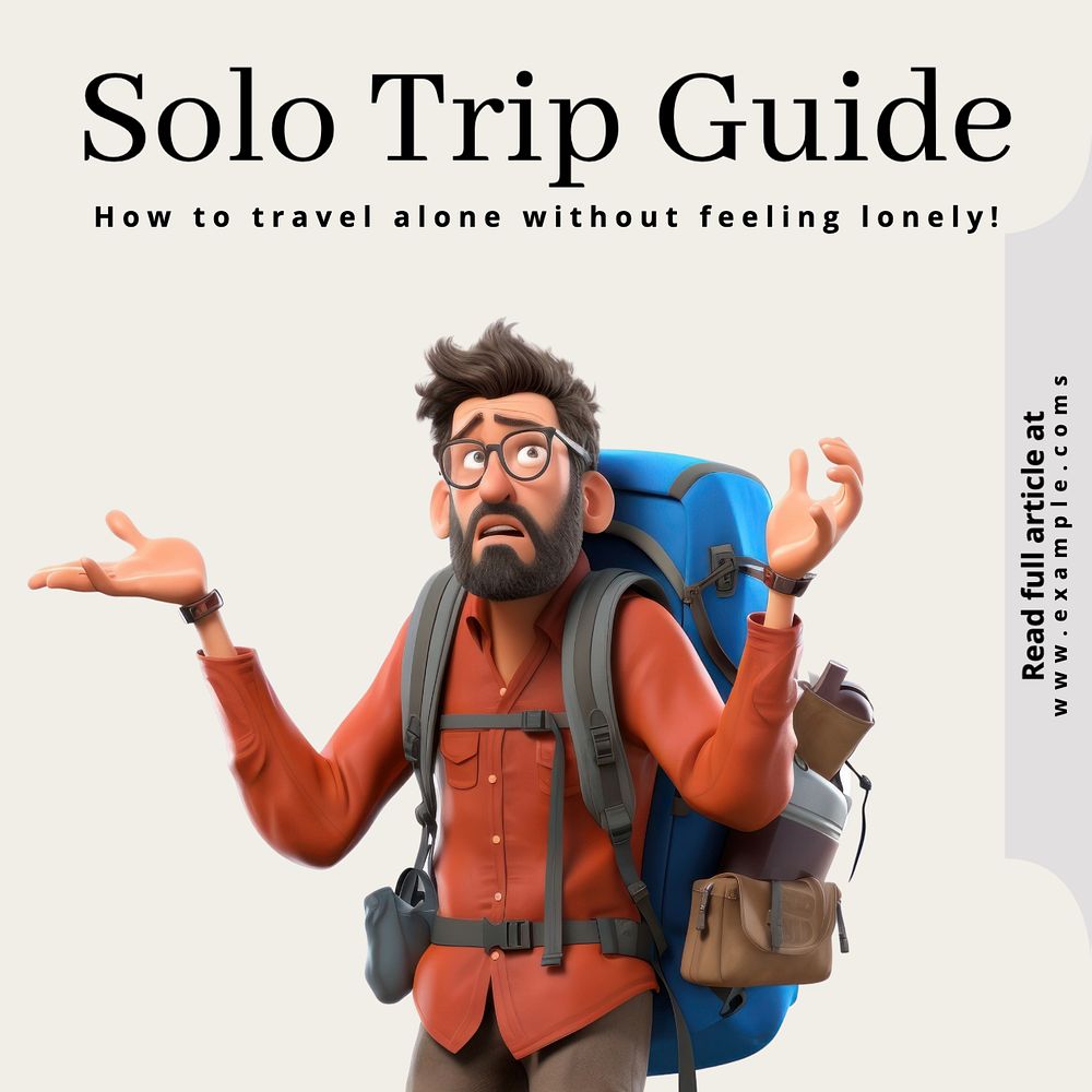 Solo trip Instagram post template, editable text