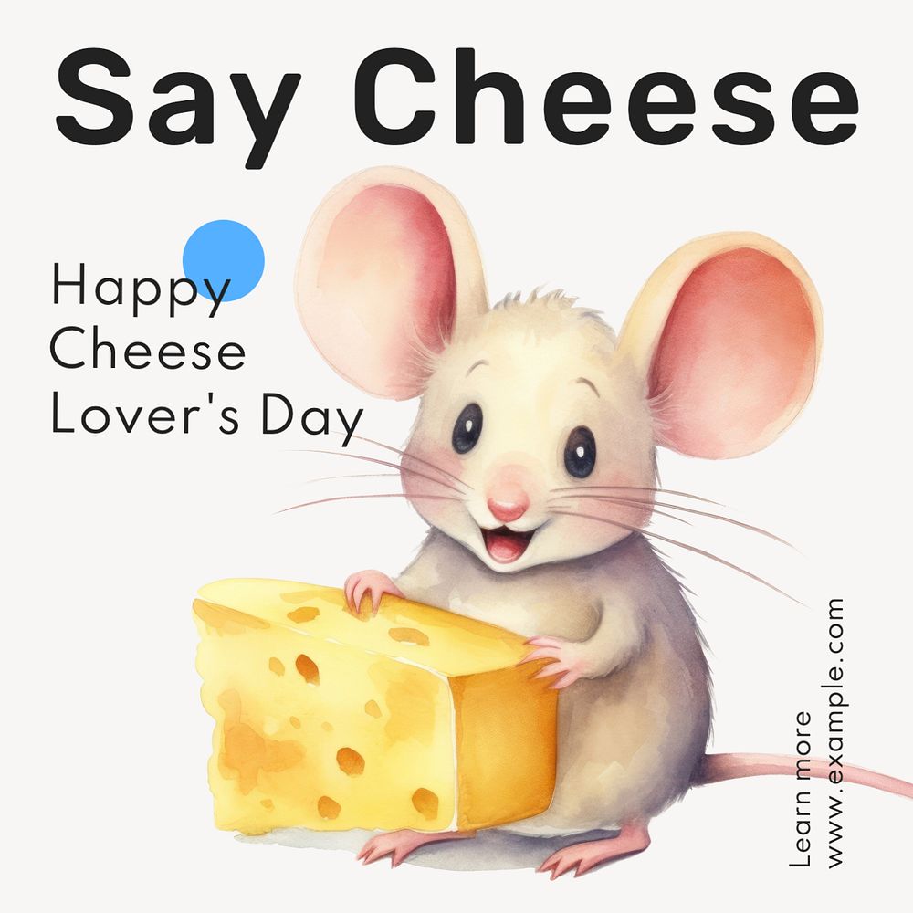 Cheese lover's day Instagram post template, editable text