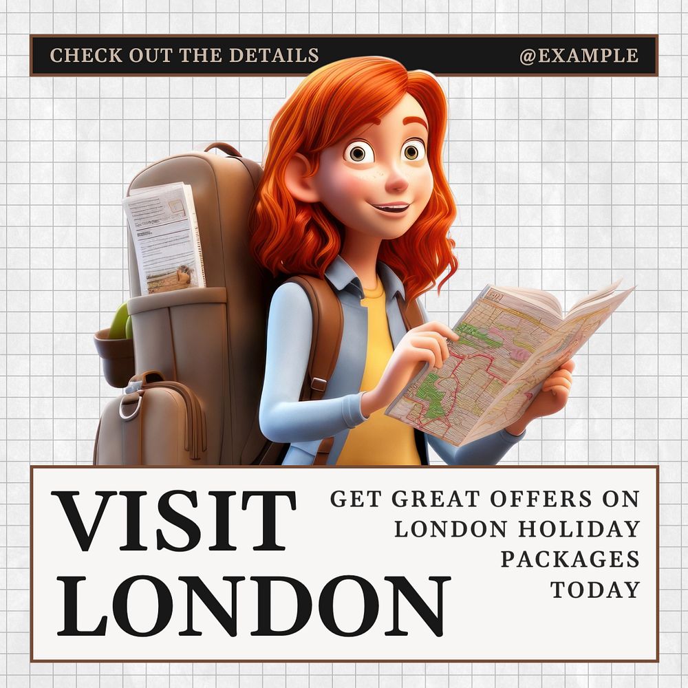 London holiday Instagram post template, editable text