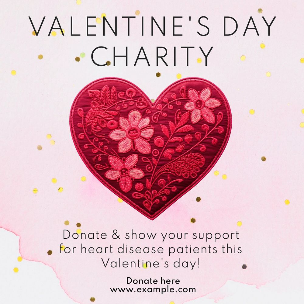 Valentine's charity Instagram post template, editable text