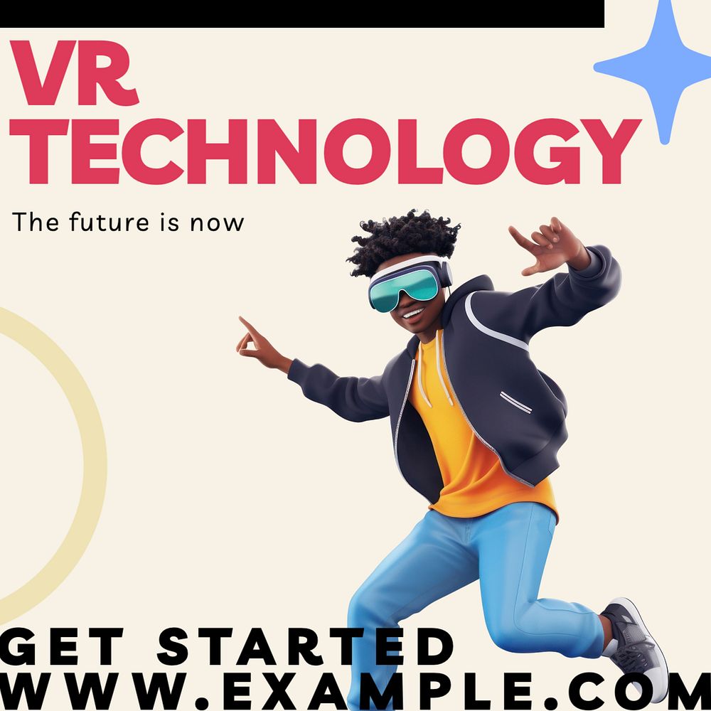 VR technology Instagram post template, editable text