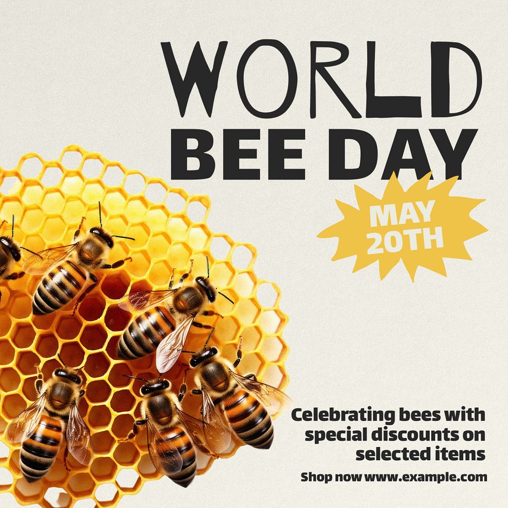 World Bee Day Instagram post template, editable text