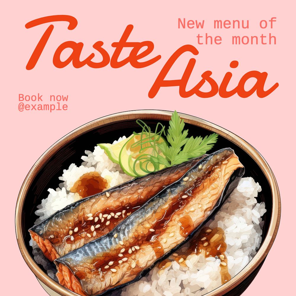 Taste asia Instagram post template, editable text