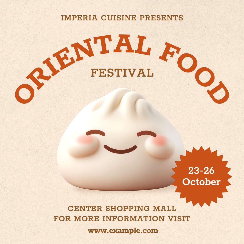 Oriental food festival Instagram post template, editable text