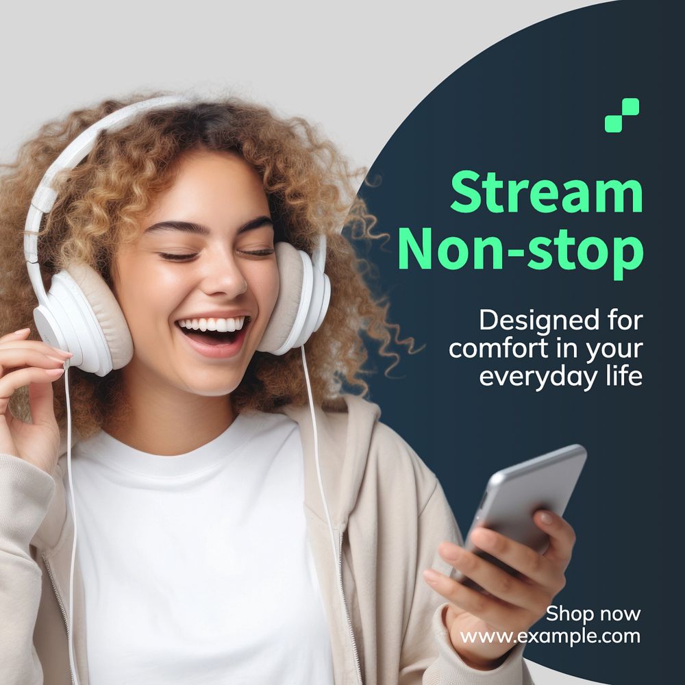 Stream non-stop Instagram post template, editable text