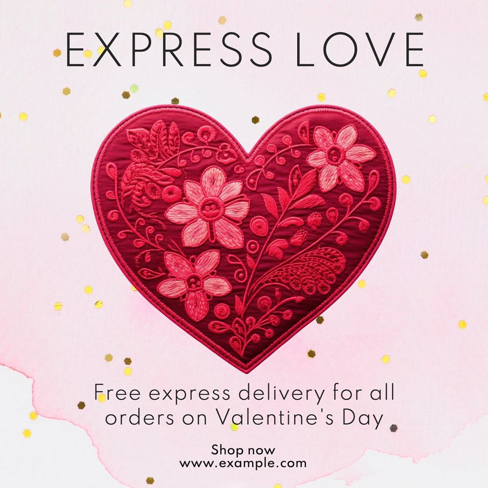 Valentine's delivery Instagram post template, editable text