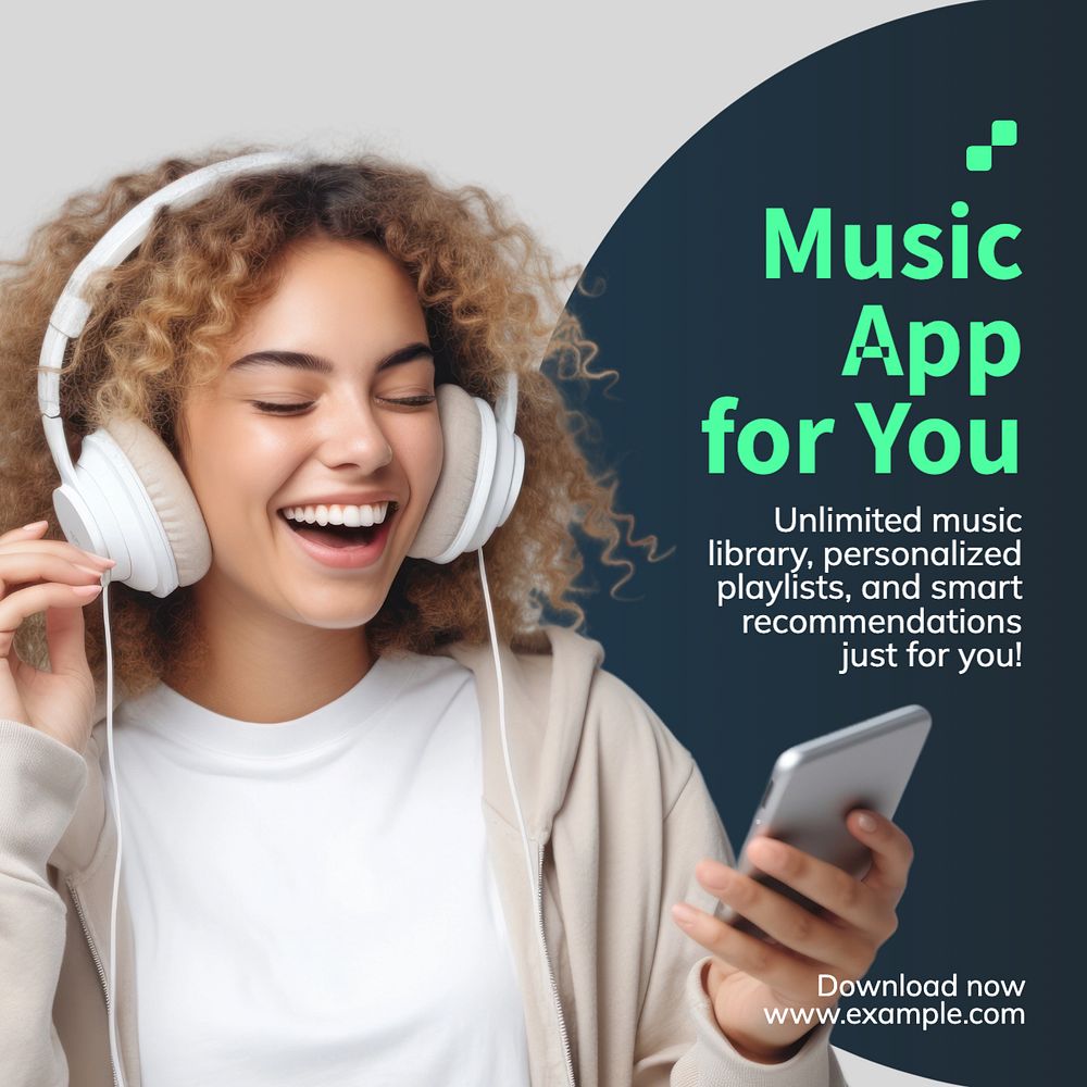 Music app Instagram post template, editable text