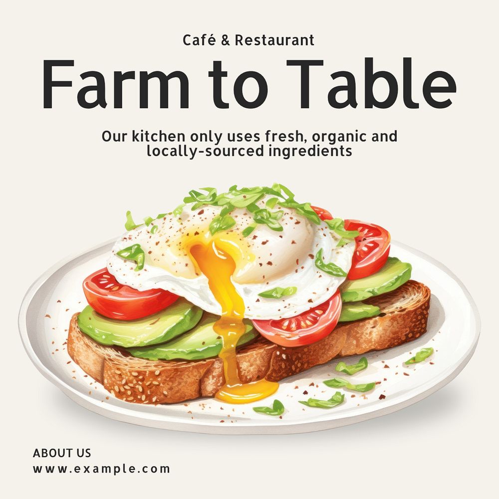 Farm to table Instagram post template, editable text