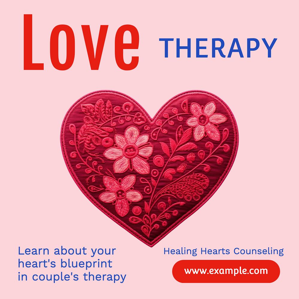 Love's therapy Instagram post template, editable text