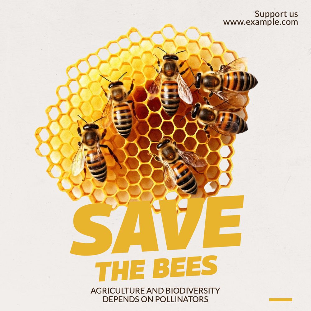 Save the Bees Instagram post template, editable text