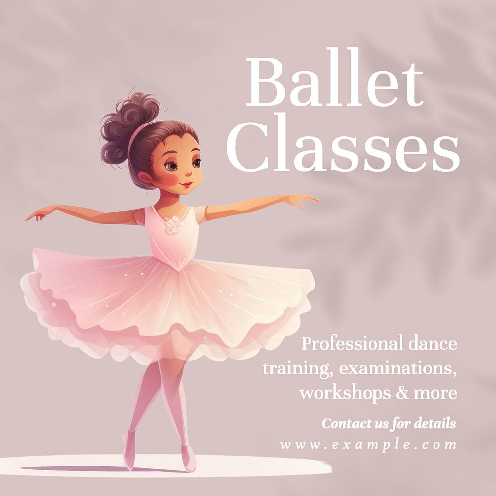 Ballet classes Instagram post template, editable text