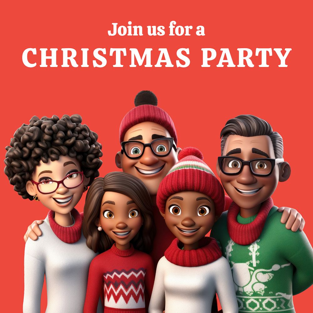 Christmas party Instagram post template, editable text