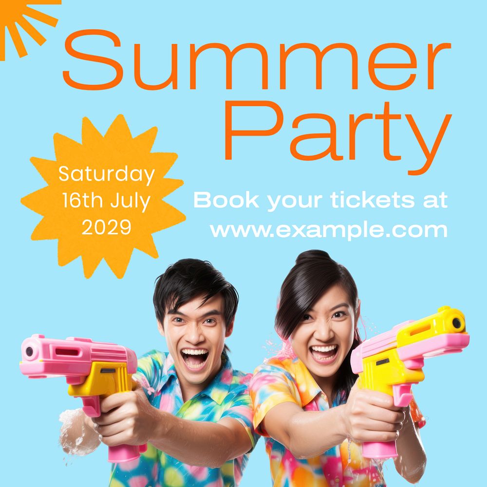 Summer party Instagram post template, editable text