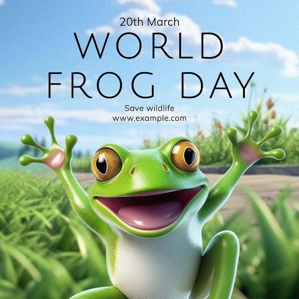 World frog day Instagram post template, editable text