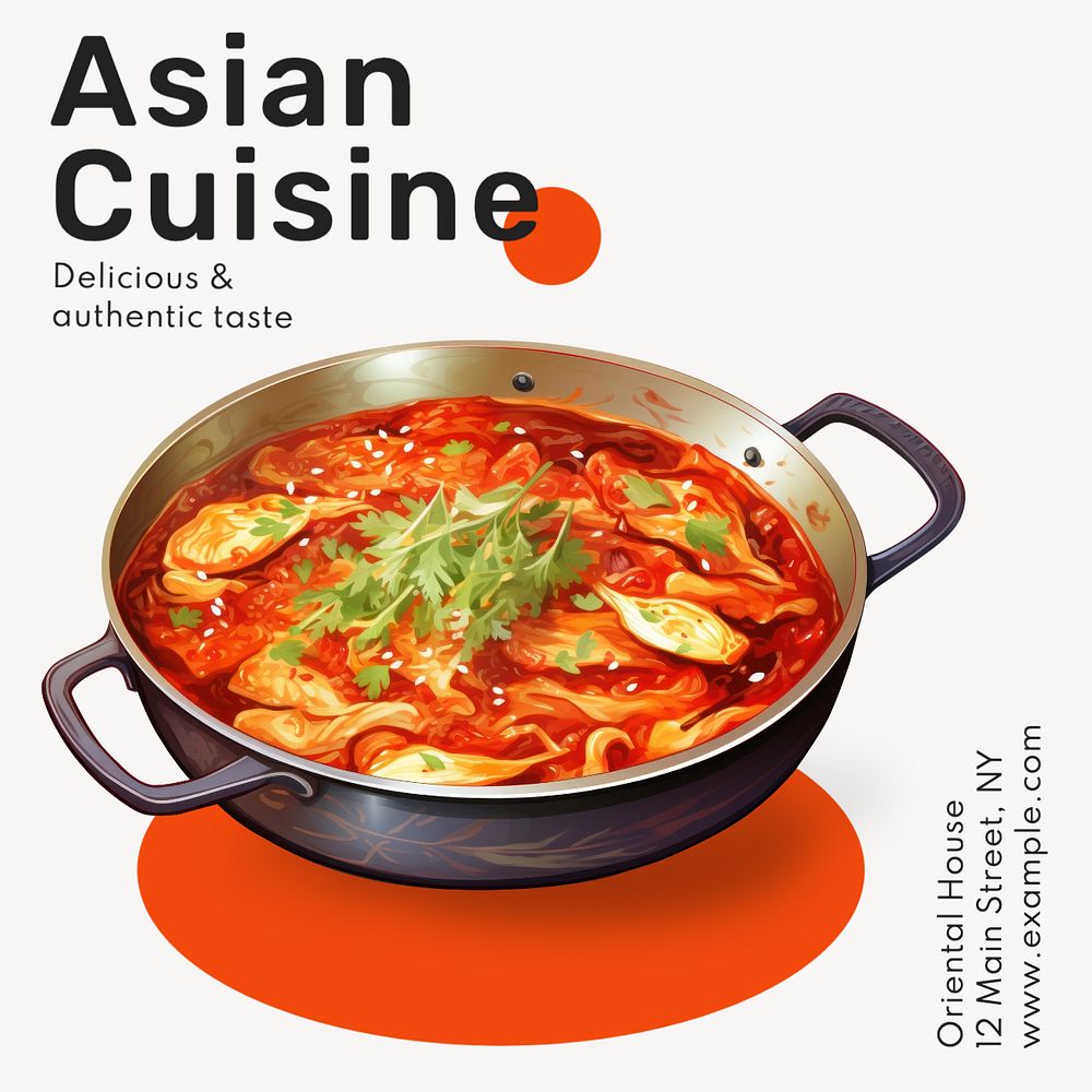 Asian Cuisine Instagram post template, editable text