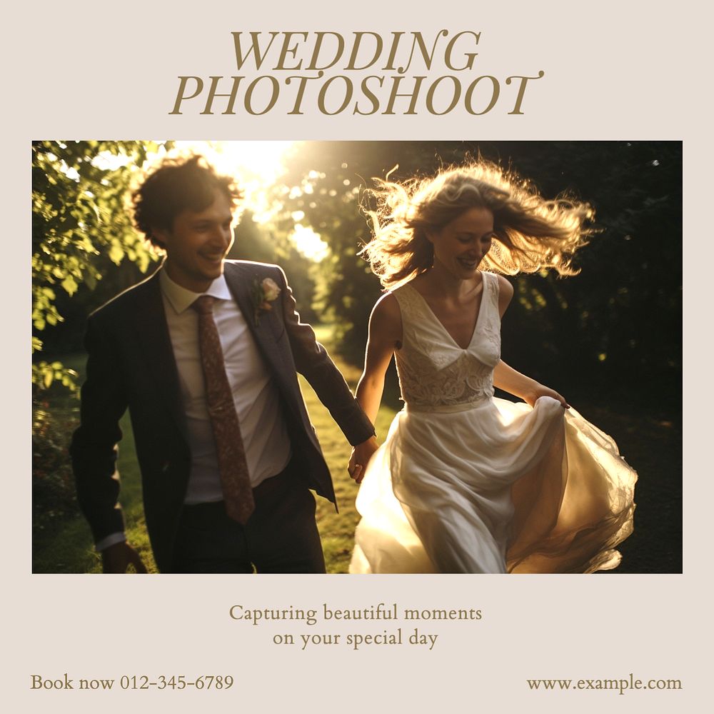 Wedding photos Instagram post template, editable text