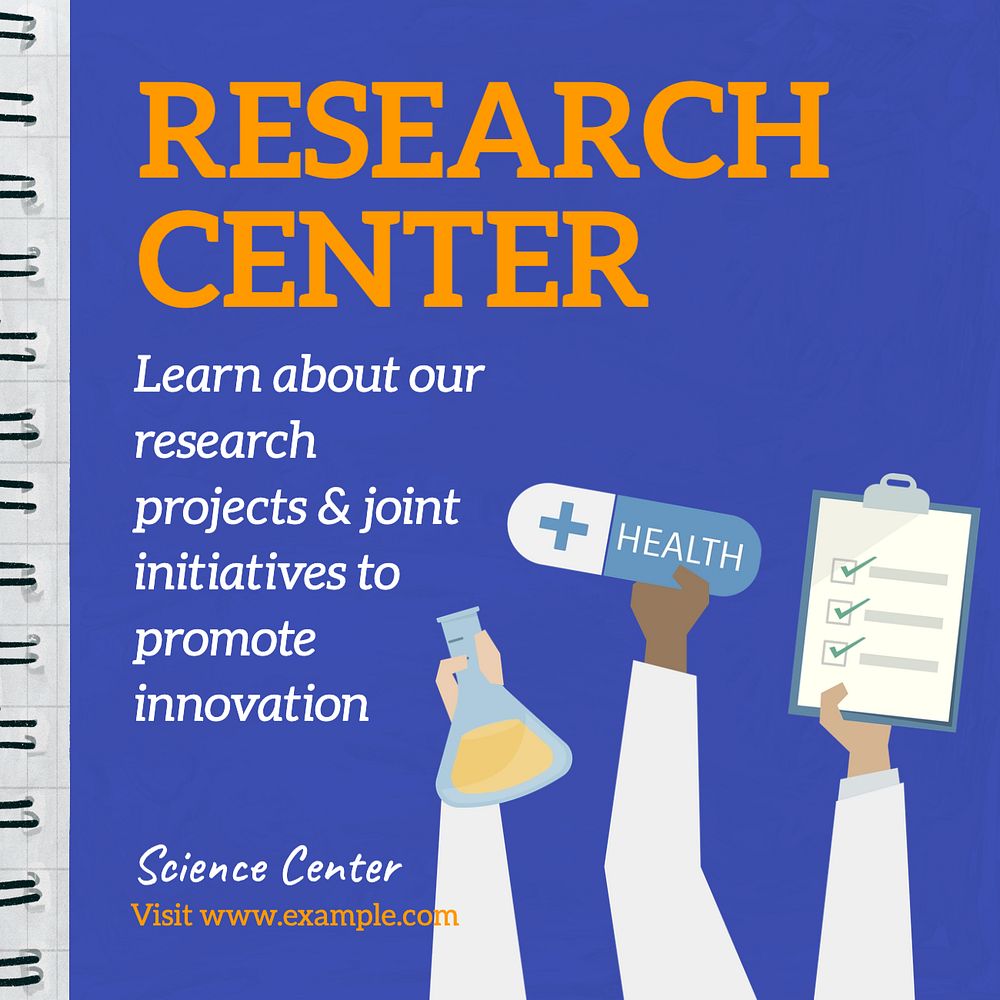 Research center Facebook post template, editable design