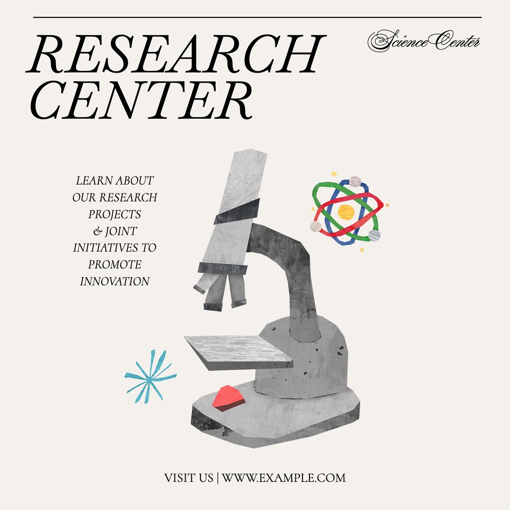 Research center Instagram post template, editable text