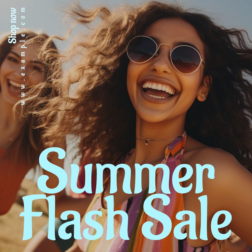 Summer flash sale Instagram post template, editable text