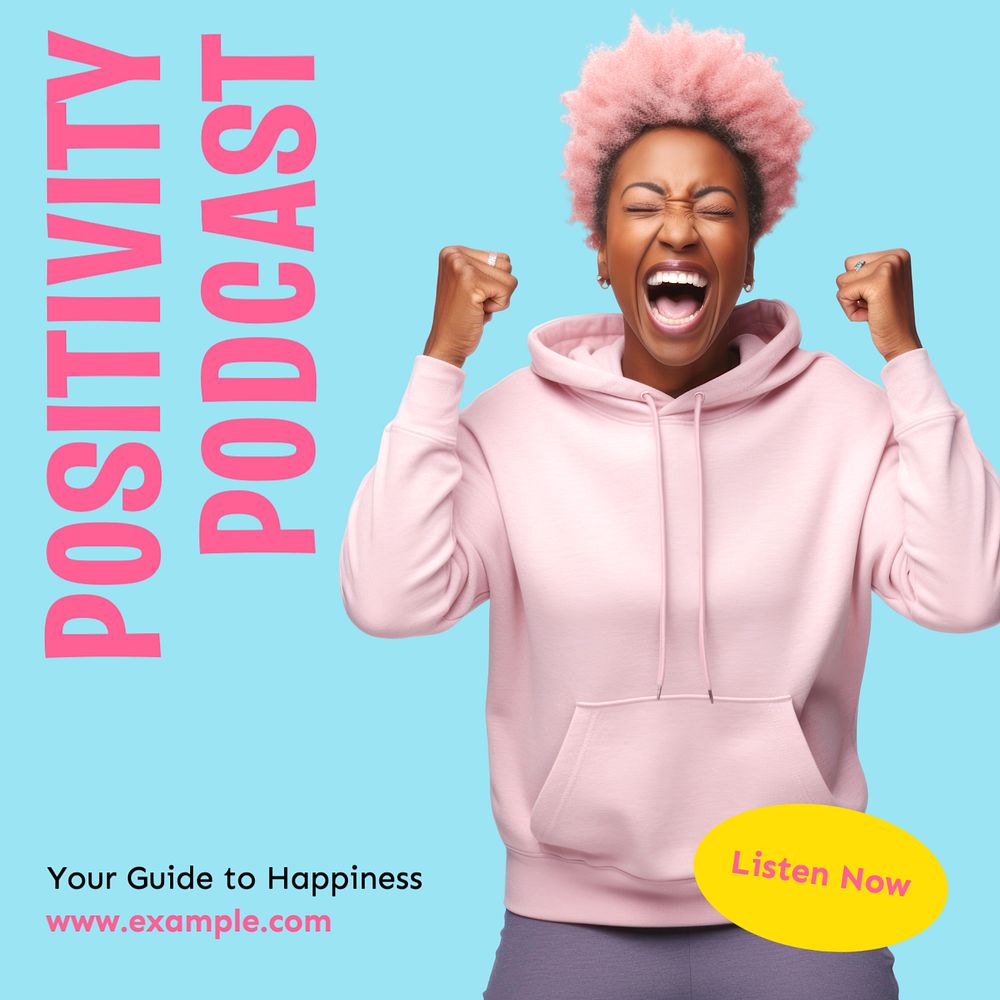 Positivity podcast Instagram post template, editable text