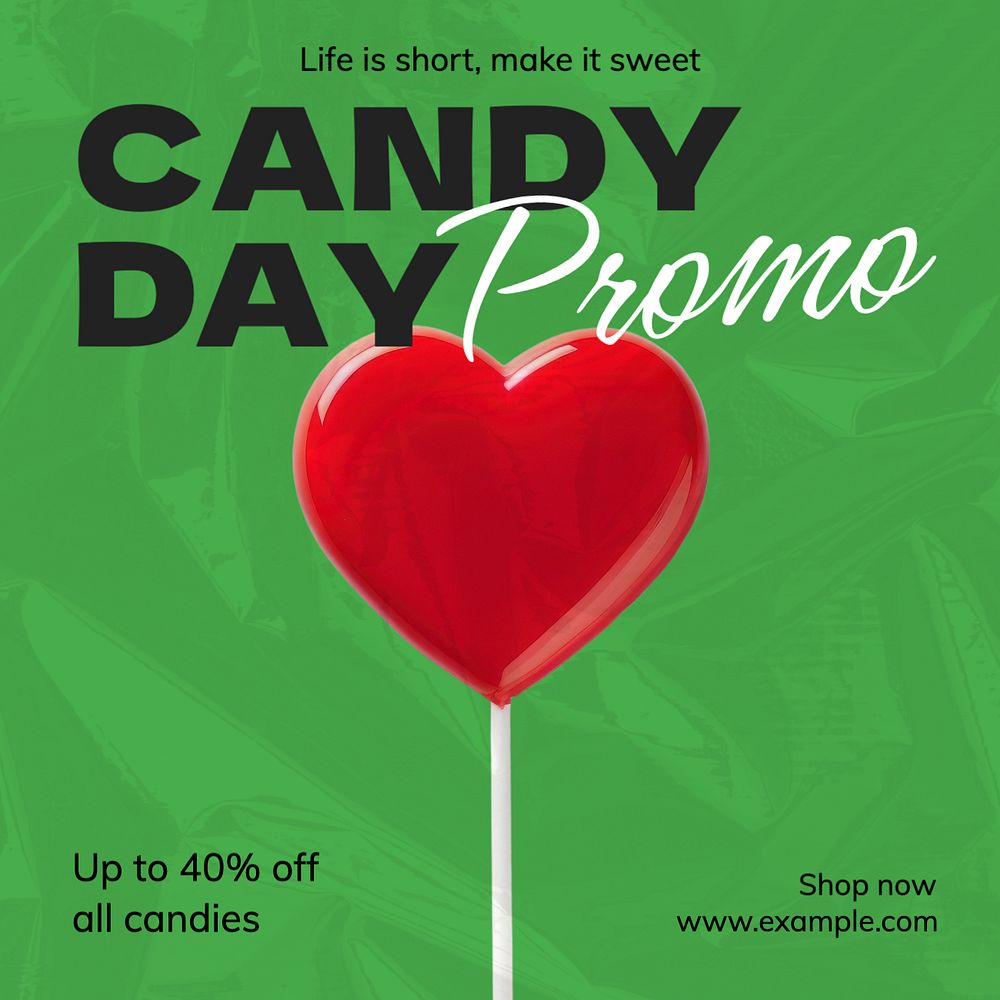 Candy day promo Instagram post template, editable text