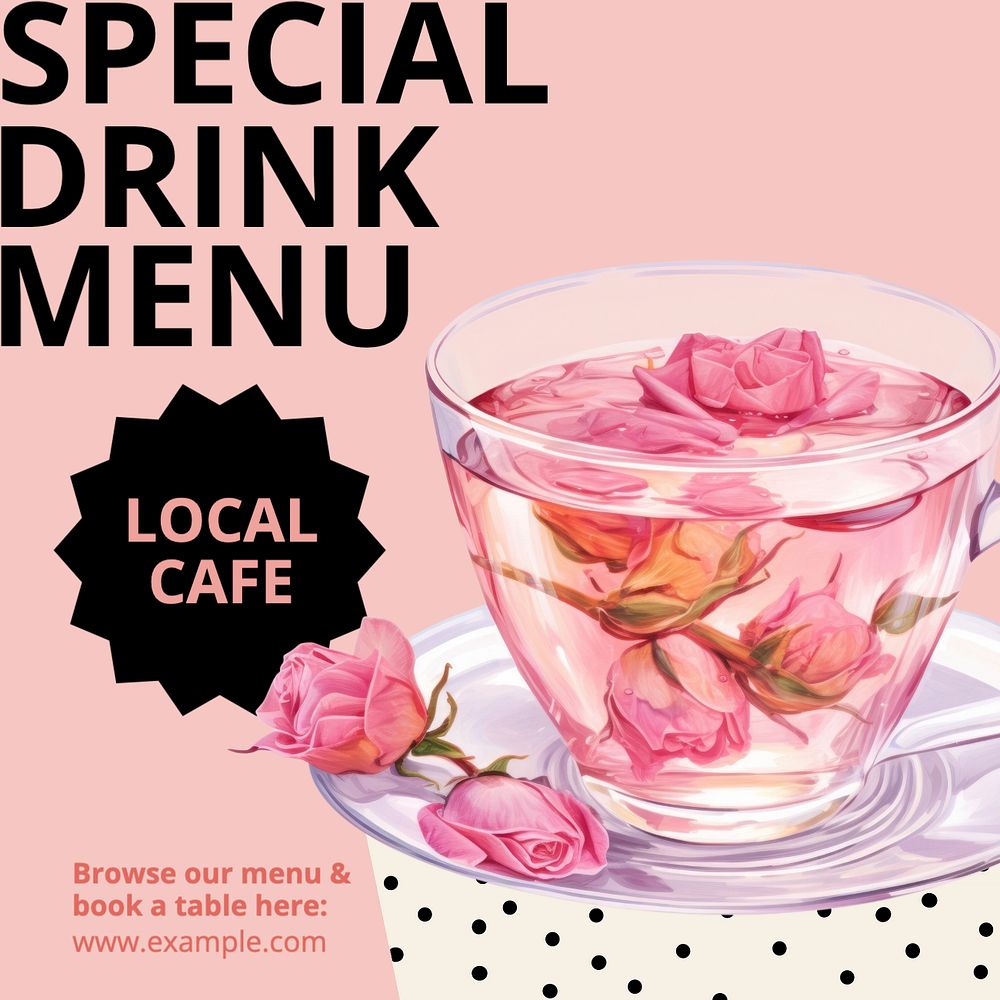 Special drink menu Instagram post template, editable text