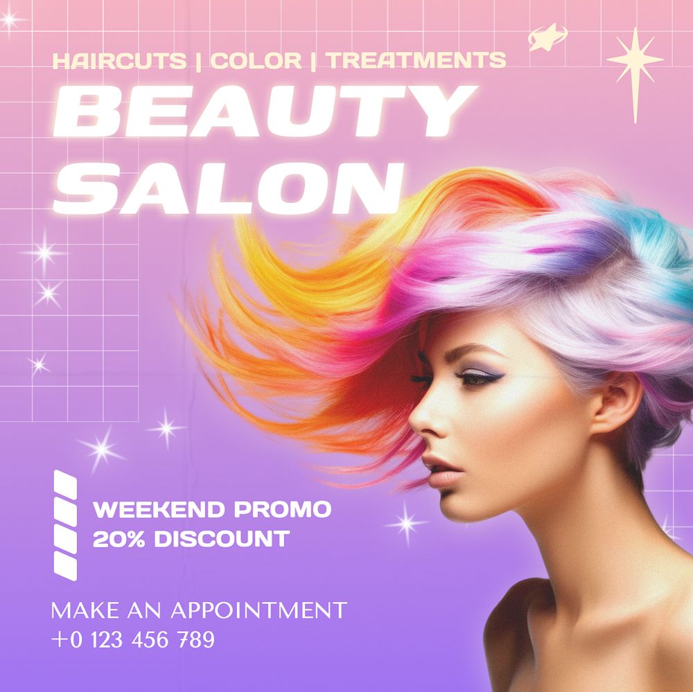 Beauty salon Instagram post template, editable text