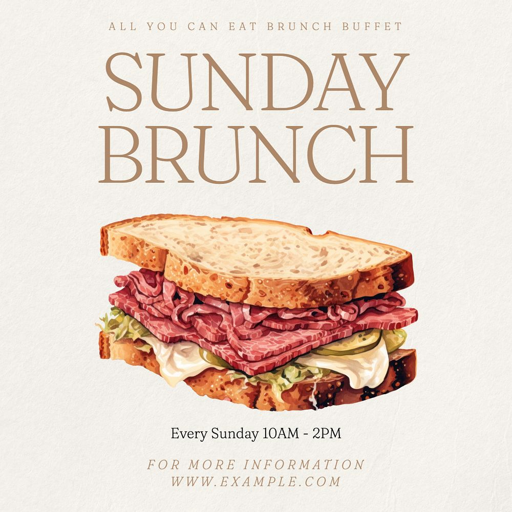 Sunday brunch Instagram post template, editable text