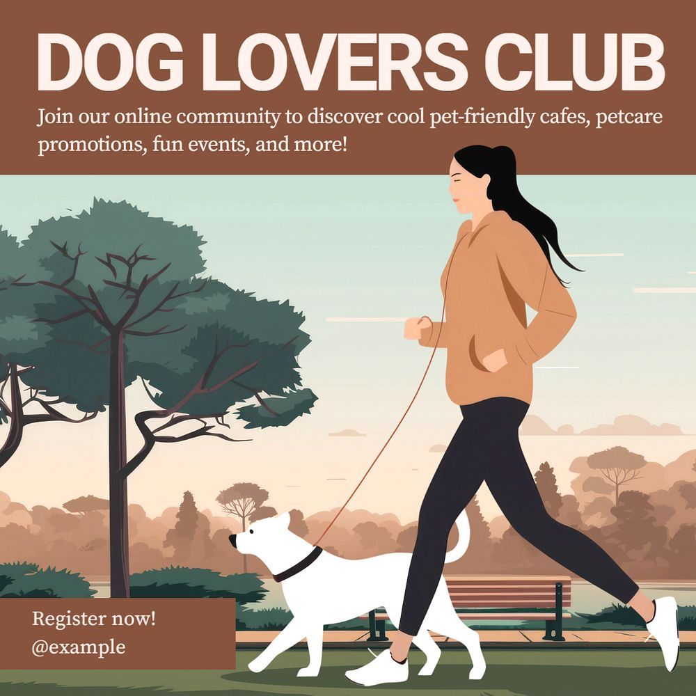 Dog lovers club Instagram post template, editable text