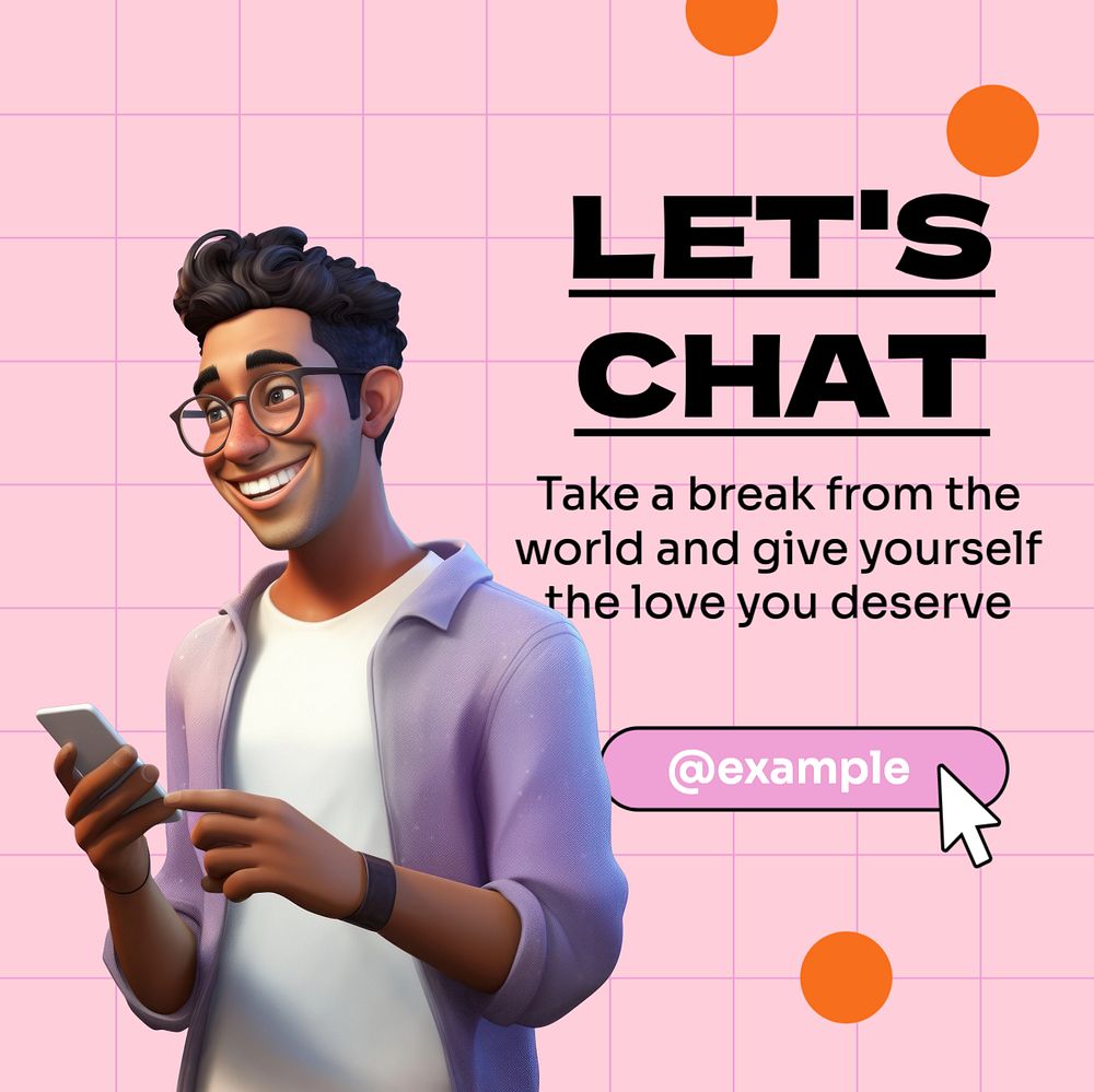 Let's chat Instagram post template, editable text