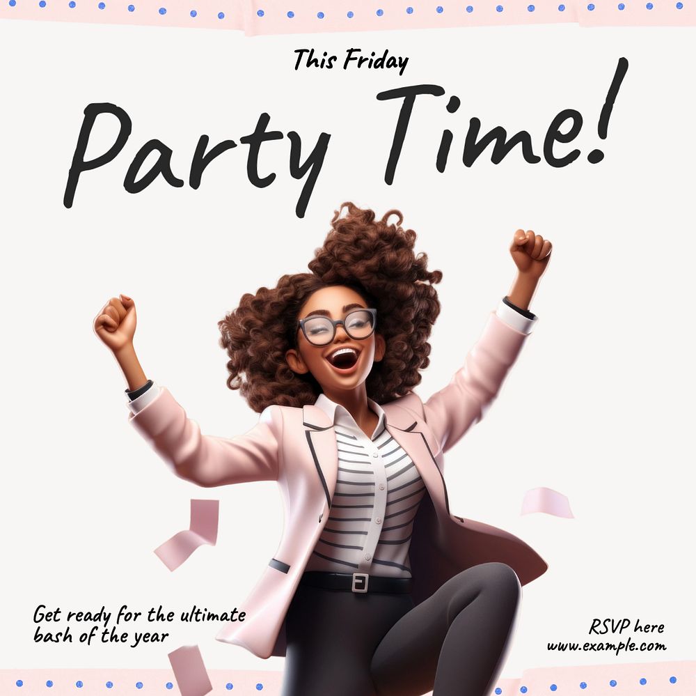 Party time Instagram post template, editable text