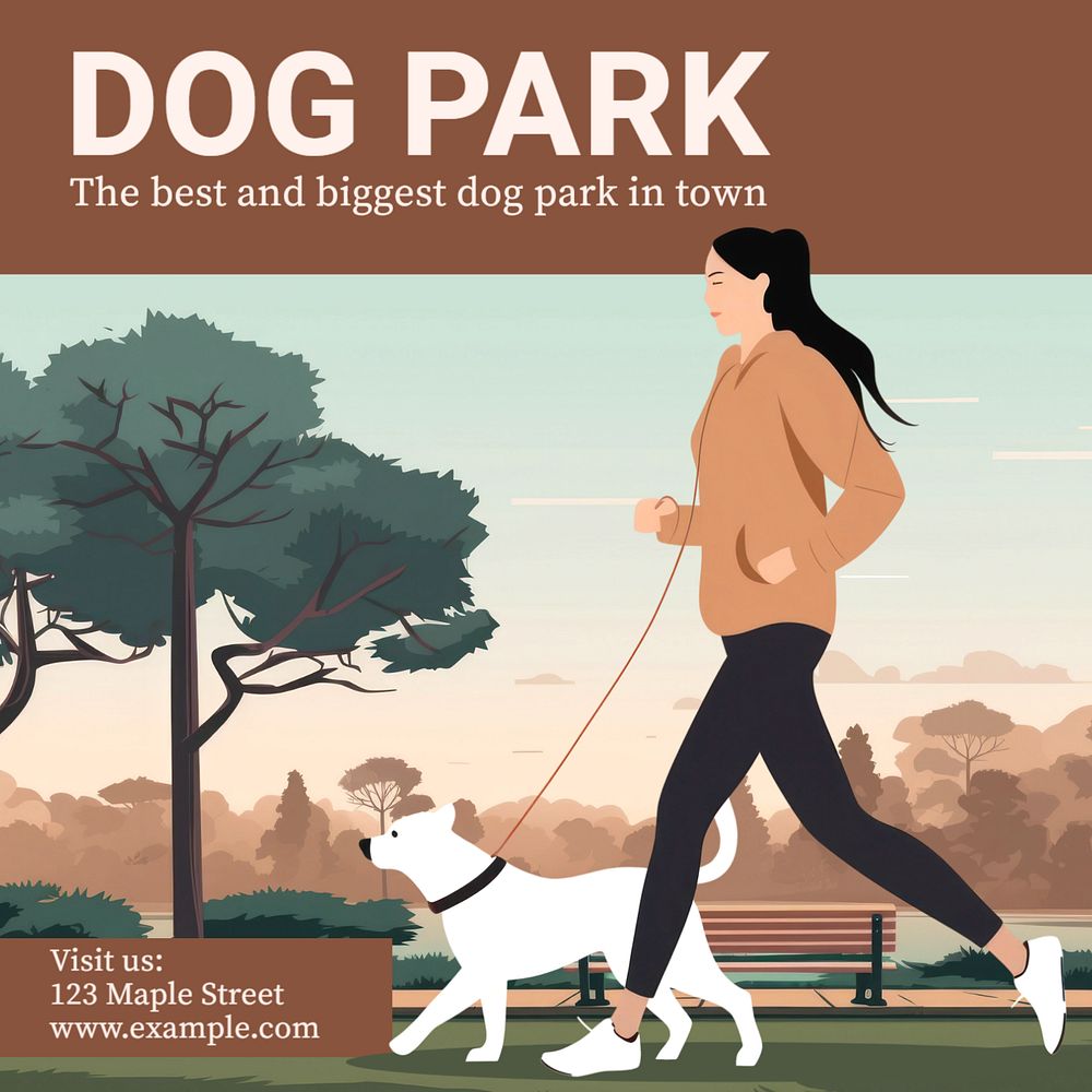 Dog park Instagram post template, editable text