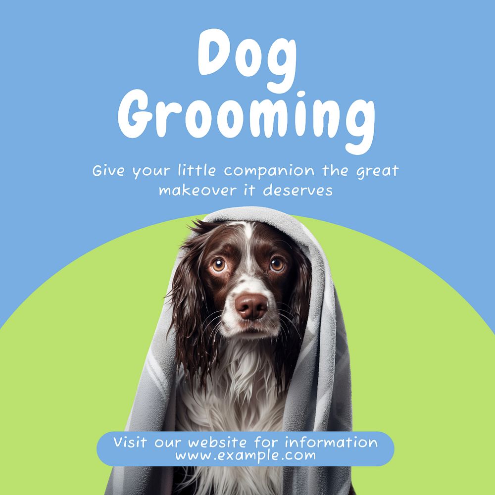 Dog grooming Instagram post template, editable text