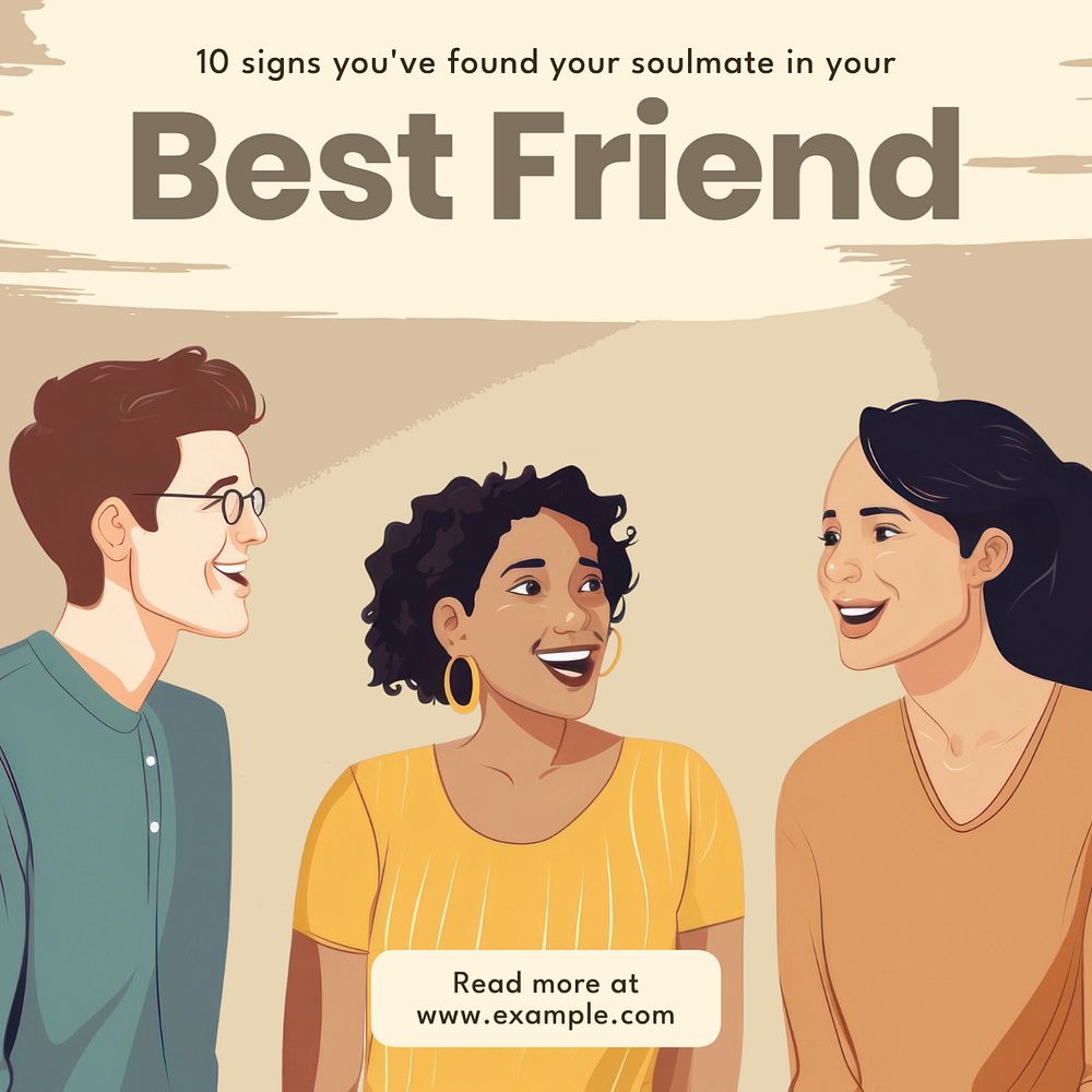 Best friend Instagram post template, editable text