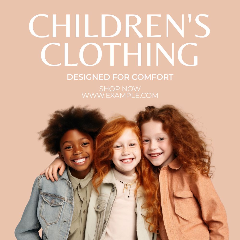 Children's clothing Instagram post template, editable text